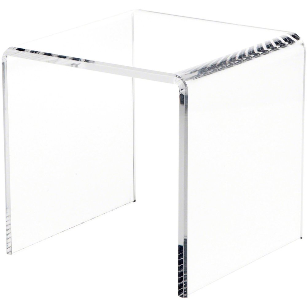 Plymor Clear Acrylic Beveled Square Display Riser, 8" H x 8" W x 8" D (3/8" Thick) (2 Pack)