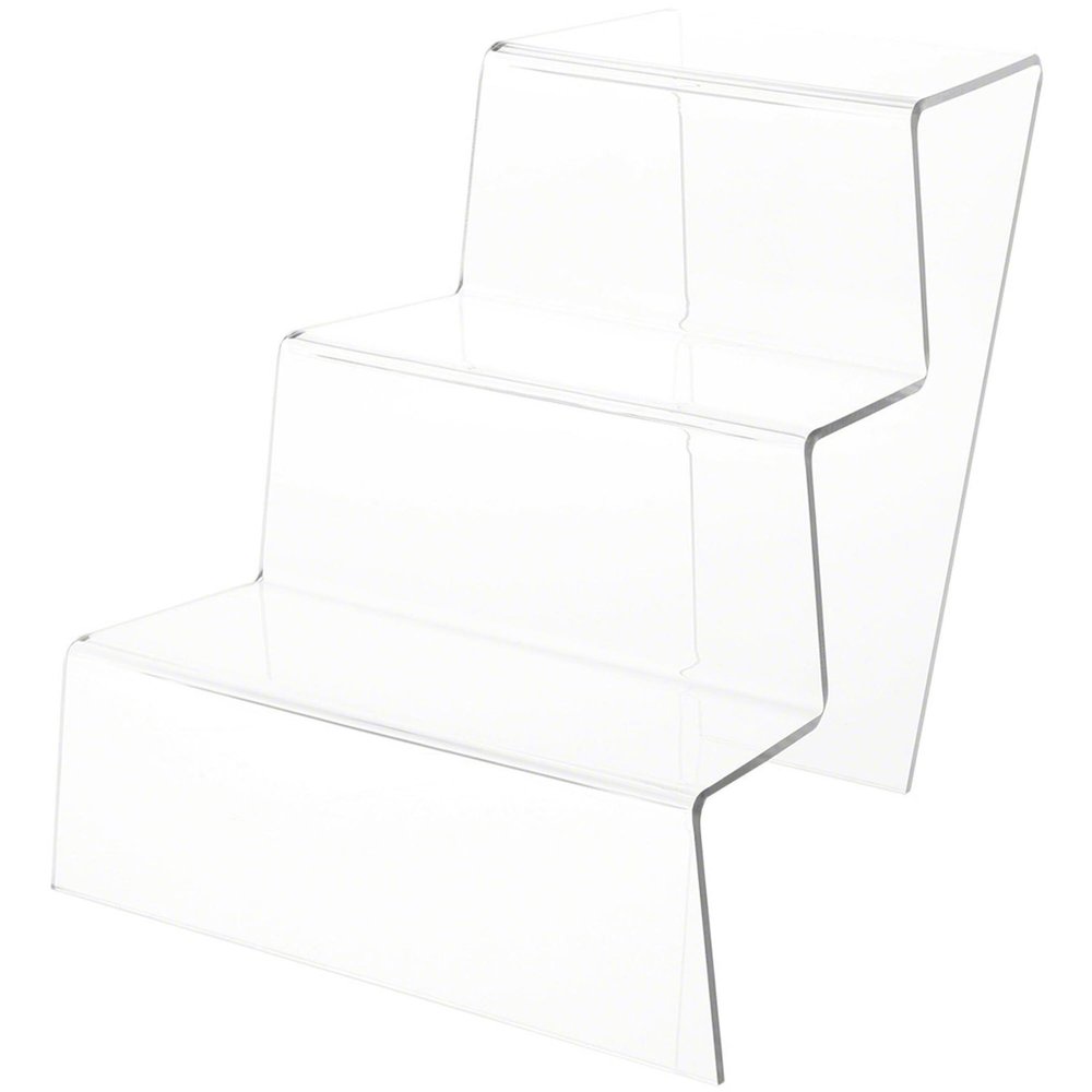 Plymor Clear Acrylic Tapered Display Stairs, 12" H x 12" W x 12.5" D (2 Pack)