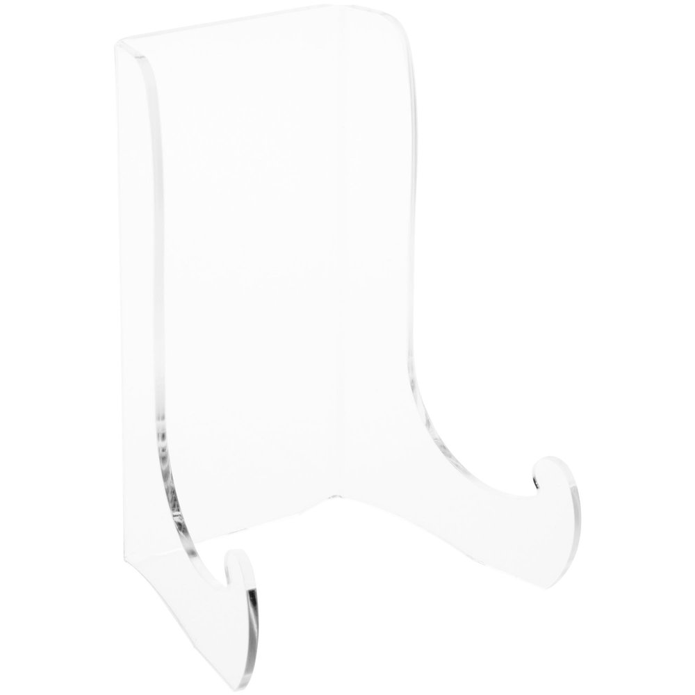 Plymor Clear Acrylic Flat Back Easel with Shallow Support Ledges, 6" H x 4" W x 3.25" D (12 Pack)