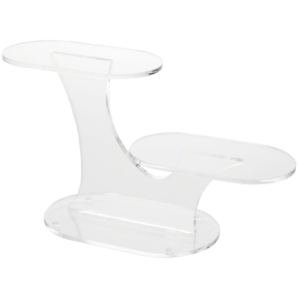 Plymor Clear Acrylic Oval 2-Item Display Riser, 7.5" H x 13.5" W x 5" D (3 Pack)