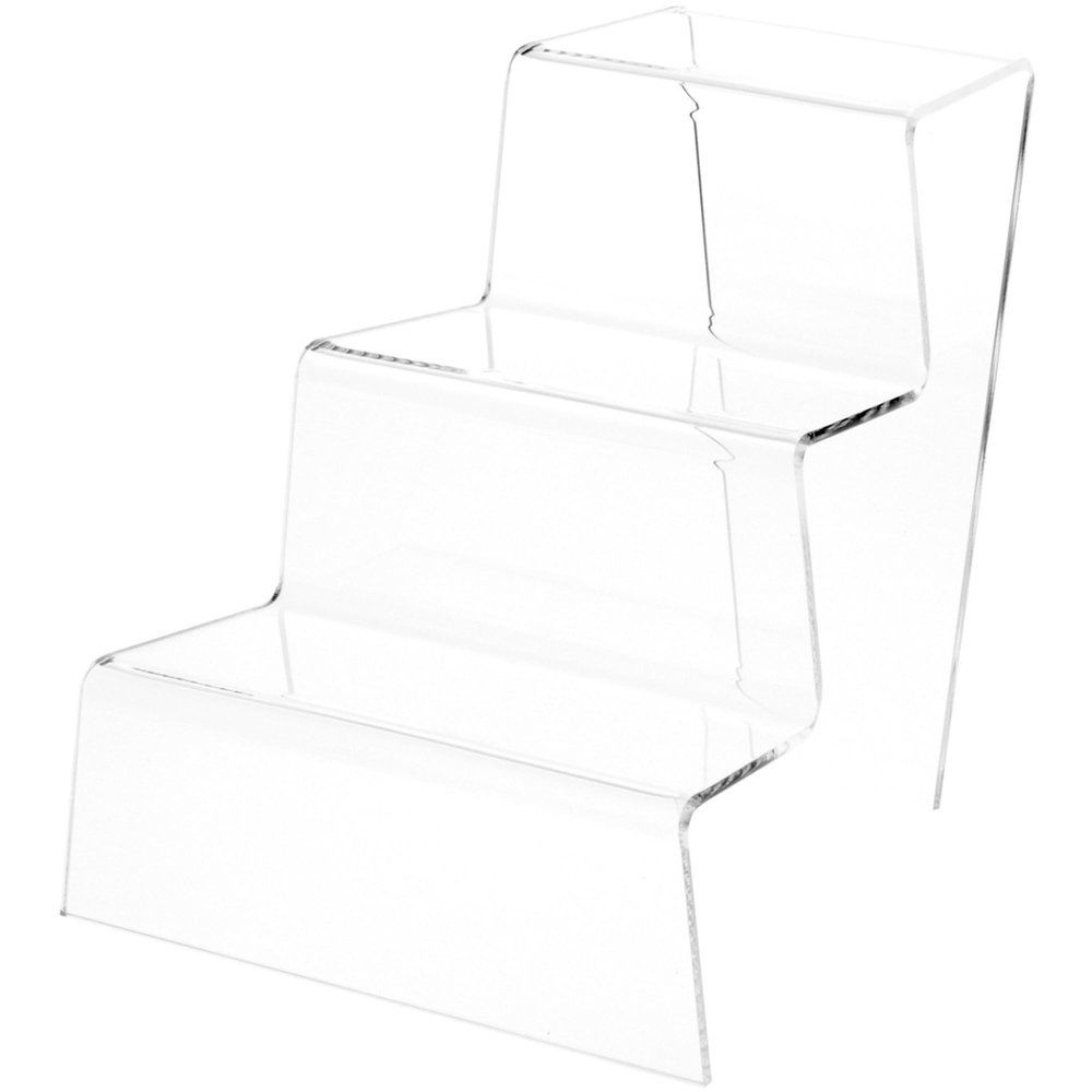 Plymor Clear Acrylic Tapered Display Stairs, 9.25" H x 9" W x 9.75" D (3 Pack)