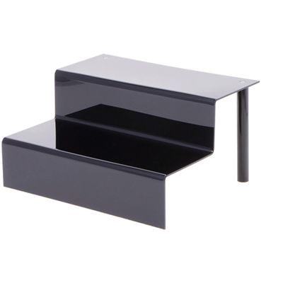 Plymor Black Acrylic 2-Step Display Stairs, 6.25" H x 12" W x 10.25" D (2 Pack)