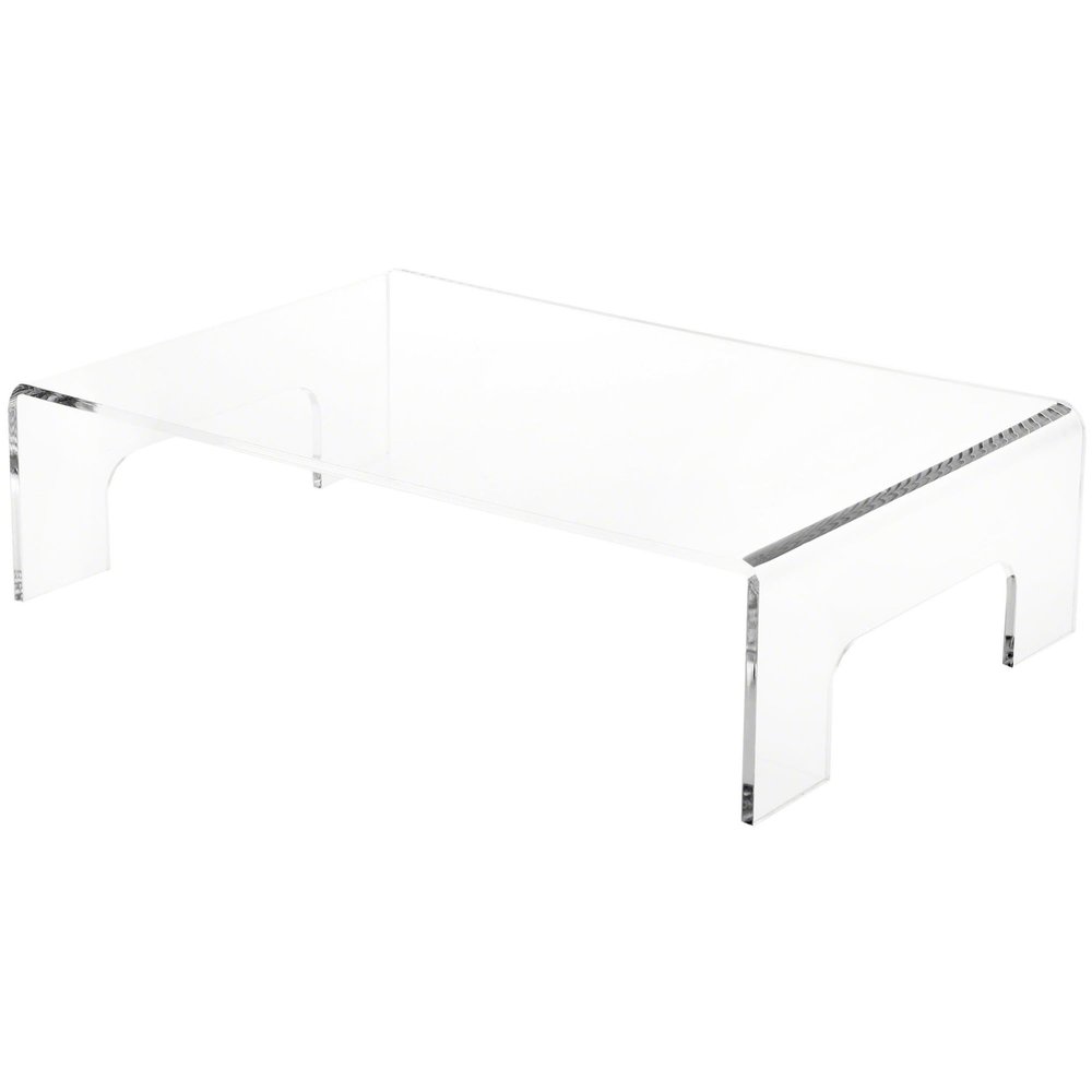 Plymor Clear Acrylic Display Riser with Tray Handles, 4" H x 15" W x 10" D (3/16" thick) (6 Pack)