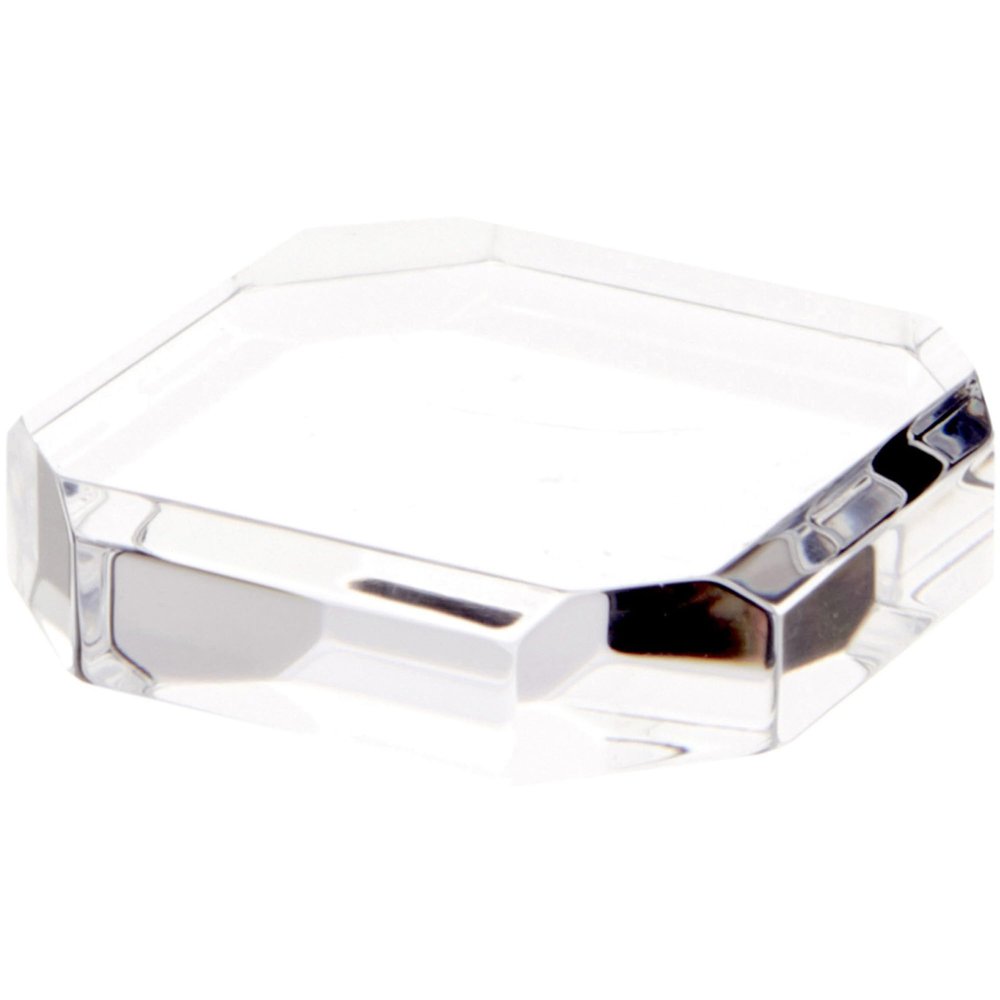 Plymor Clear Acrylic Beveled Corner-Cut Display Base, 3" W x 3" D x 0.75" H, Pack of 2