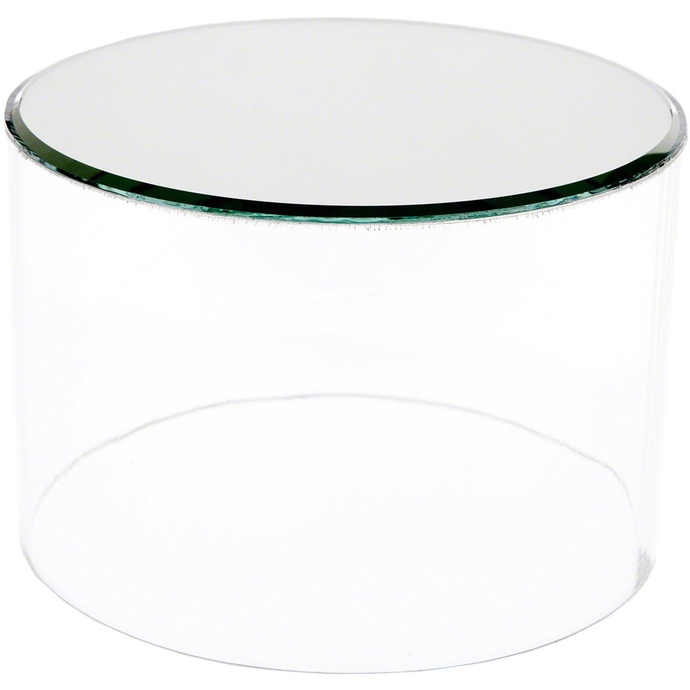 Plymor Clear Acrylic Cylinder Display Riser with Mirror Top, 2" H x 6" D (3 Pack)