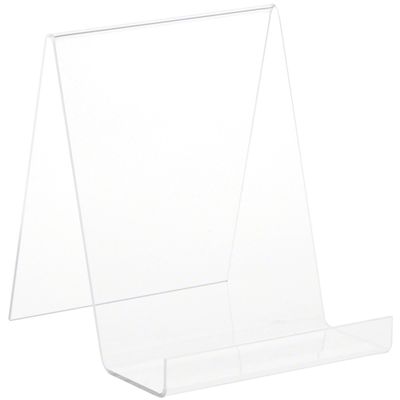 Plymor Clear Acrylic Flat Back Display Easel with 2.5" Box Ledge, 7.25" H x 6" W x 7" D (12 Pack)