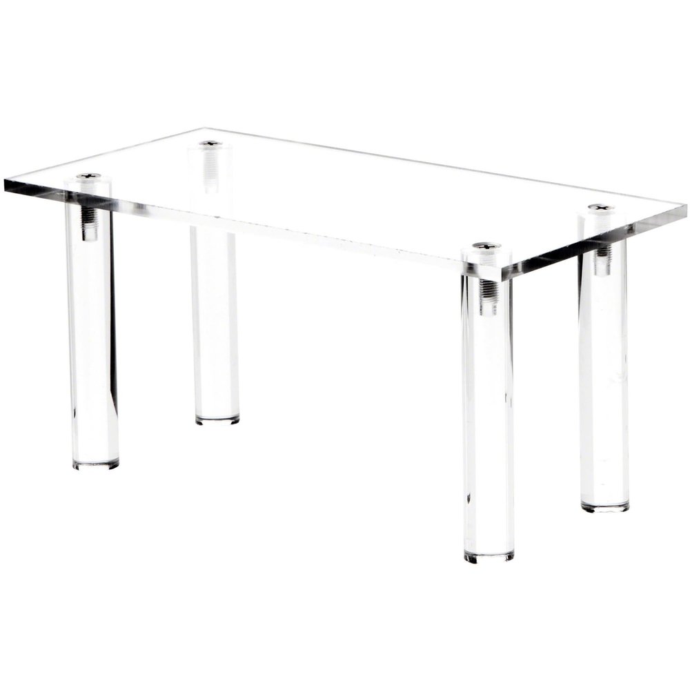 Plymor Clear Acrylic Rectangular 4-Leg Display Riser, 4" H x 8" W x 4" D (6 Pack)