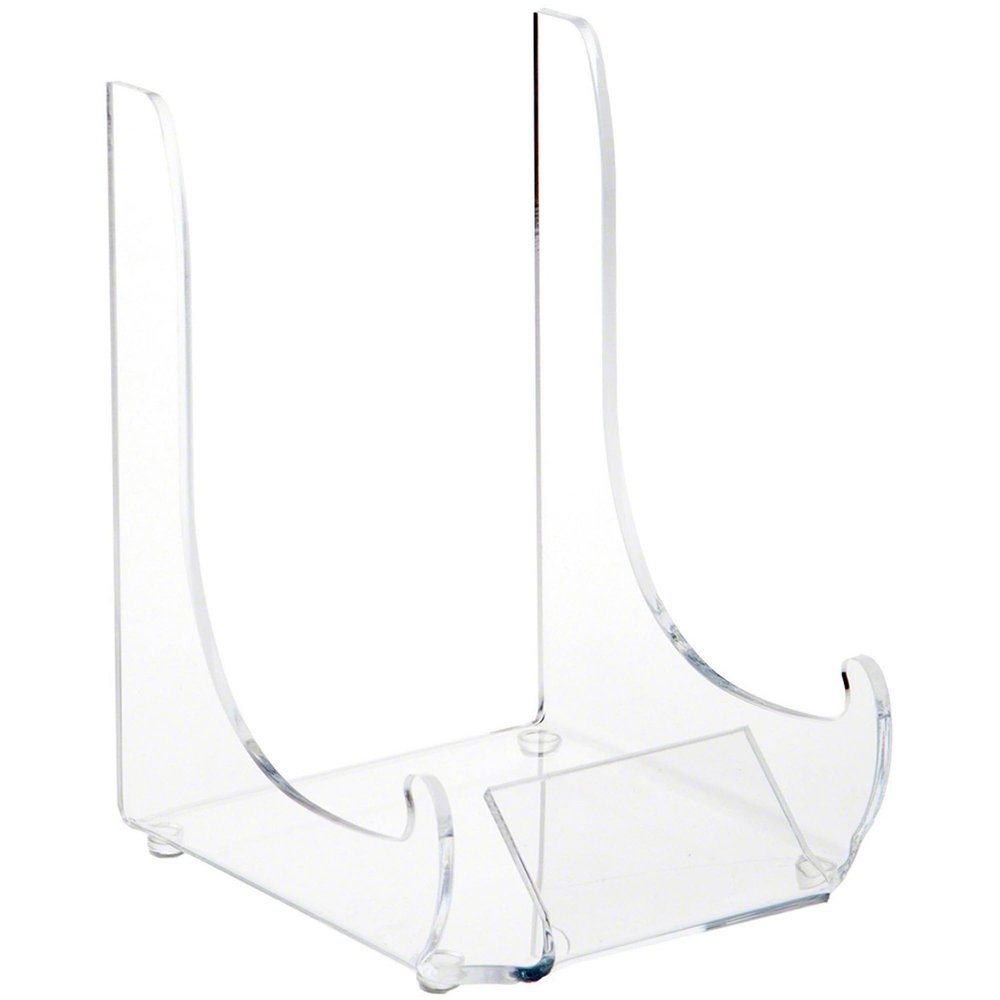 Plymor Clear Acrylic Display Easel with Label Front, 7.5" H x 5.25" W x 6.25" D (6 Pack)