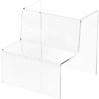 Plymor Clear Acrylic 2-Step Solid Back Display Stairs, 6.125" H x 6" W x 6.75" D (3 Pack)