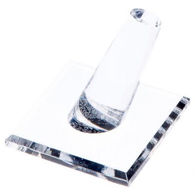 Plymor Clear Acrylic Ring Finger Display, Single on Square Base, 2" W x 2" D x 1.75" H (12 Pack)