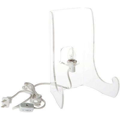 Plymor Clear Acrylic Lighted Flat Back Easel with Shallow Support Ledges, 9" H x 6.75" W x 5.25" D (3 Pack)