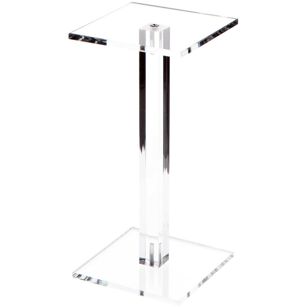 Plymor Clear Acrylic Square Barbell Pedestal Display Riser, 8.5" H x 4" W x 4" D (1/4" thick) (6 Pack)