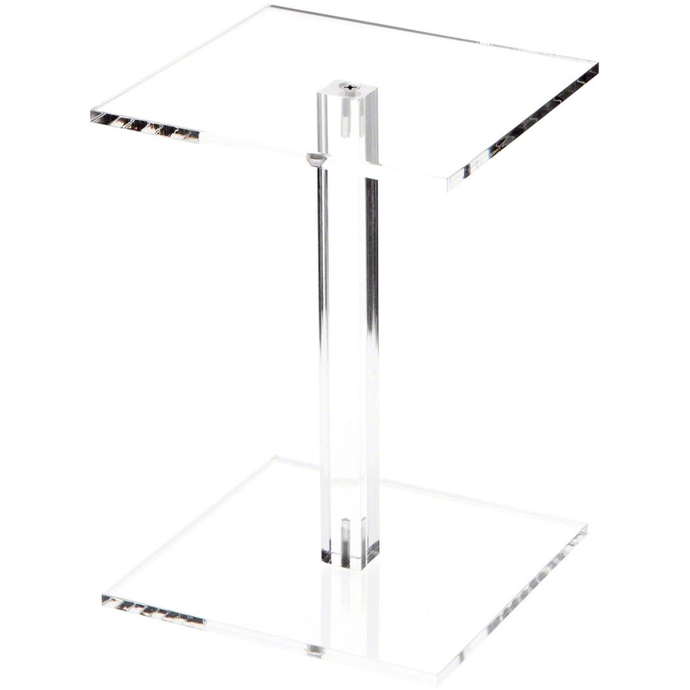 Plymor Clear Acrylic Square Barbell Pedestal Display Riser, 8.5" H x 6" W x 6" D (1/4" thick) (6 Pack)