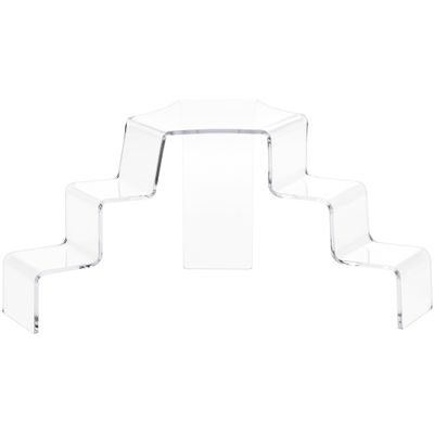 Plymor Clear Acrylic 3-Step, 2-Sided Stair Display Riser, 5.25" H x 11.5" W x 6.5" D (2 Pack)