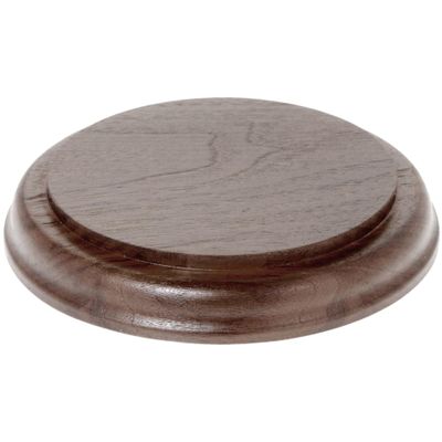 Plymor Solid Walnut Round Wood Display Base with Ogee Edge, 4.75" W x 4.75" D x 0.75" H, Pack of 3