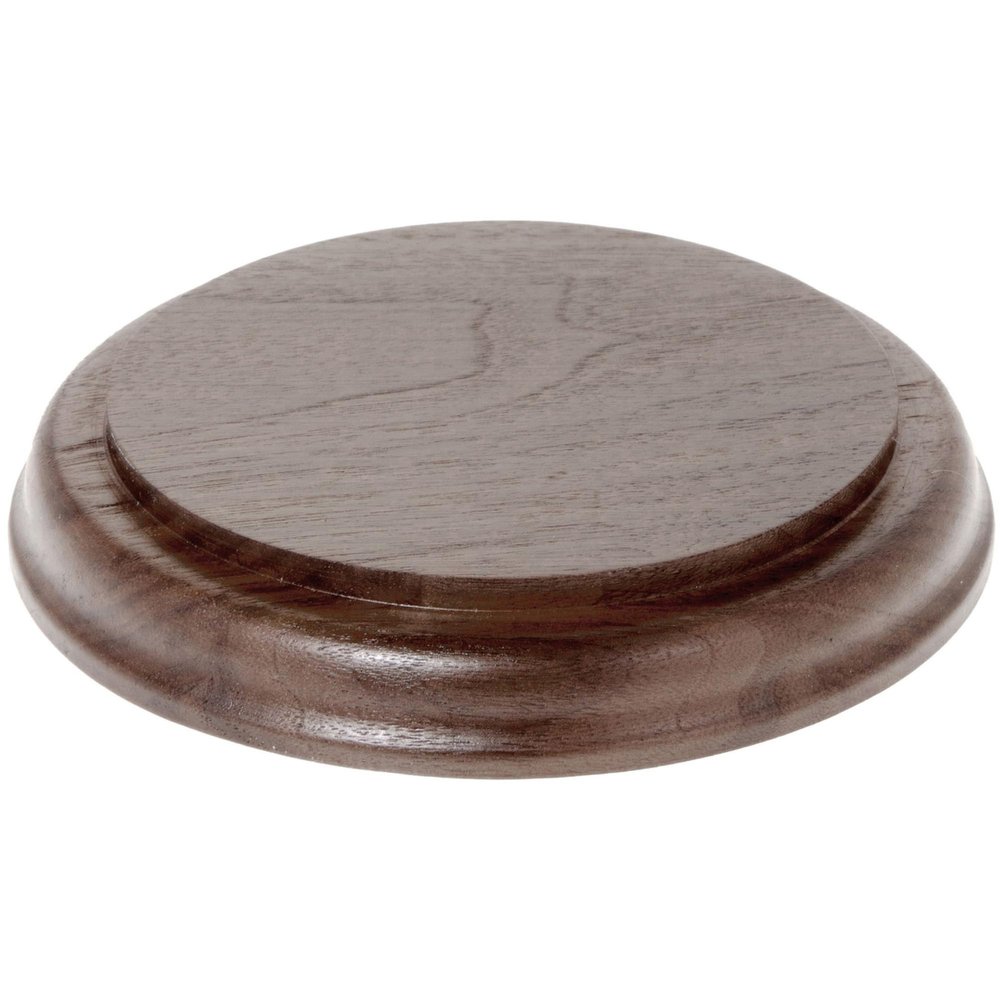 Plymor Solid Walnut Round Wood Display Base with Ogee Edge, 4.75" W x 4.75" D x 0.75" H, Pack of 3