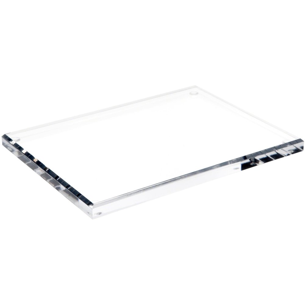 Plymor Clear Acrylic Rectangular Beveled Display Base, 8" W x 6" D x 0.5" H, Pack of 2