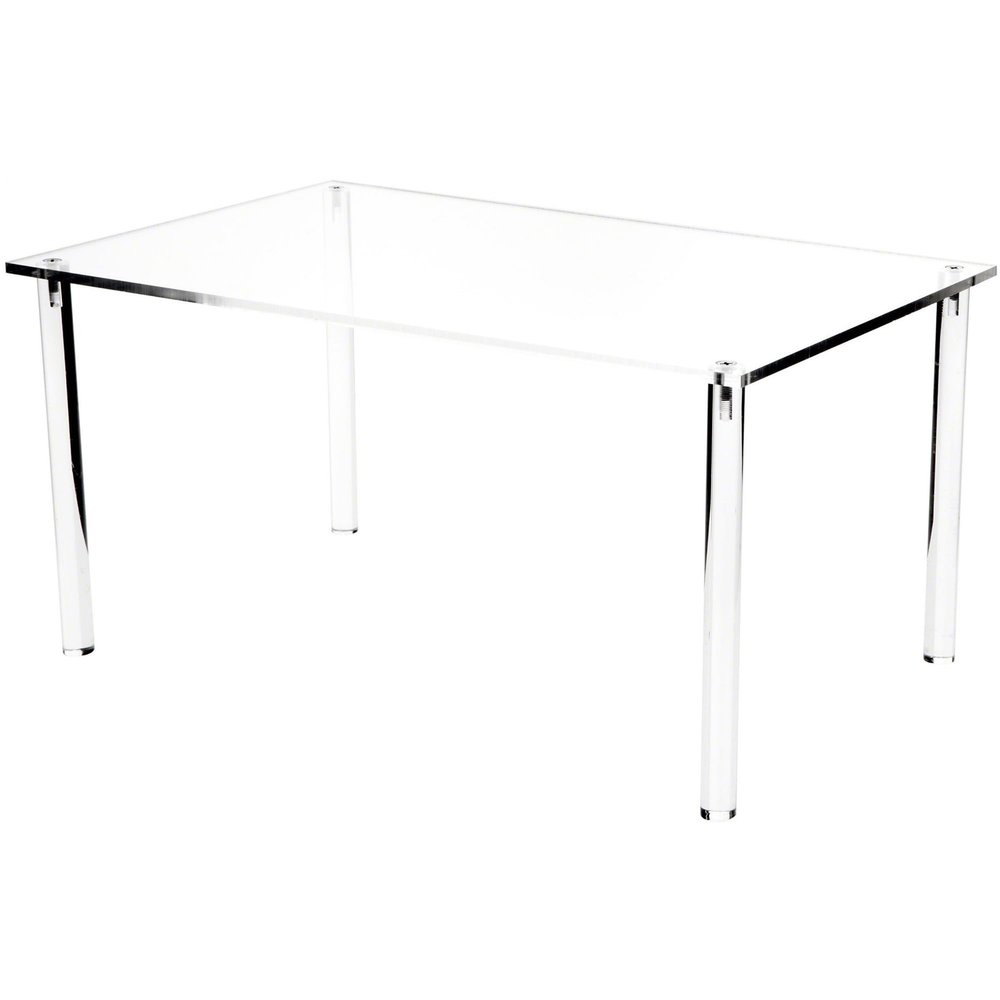 Plymor Clear Acrylic Rectangular 4-Leg Display Riser, 8" H x 16" W x 10" D (3 Pack)