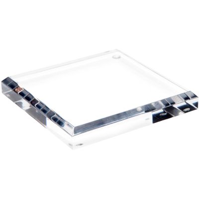 Plymor Clear Acrylic Square Beveled Display Base, 5" W x 5" D x 0.75" H, Pack of 2