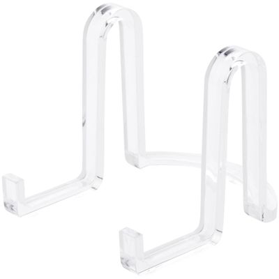 Plymor Clear Acrylic Ribbon-Style Display Easel, 3.75" H x 3.875" W x 5" D (24 Pack)