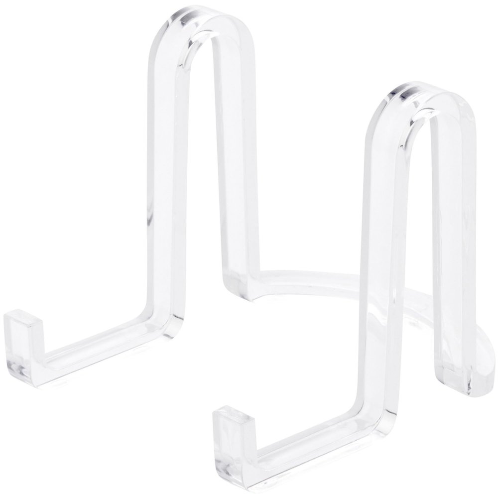 Plymor Clear Acrylic Ribbon-Style Display Easel, 3.75" H x 3.875" W x 5" D (24 Pack)