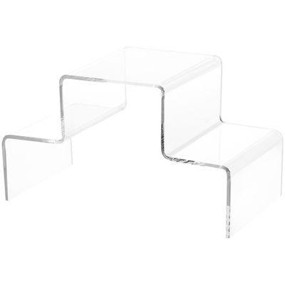 Plymor Clear Acrylic Tiered Display Stairs, 6.25" H x 11.75" W x 6" D (3 Pack)