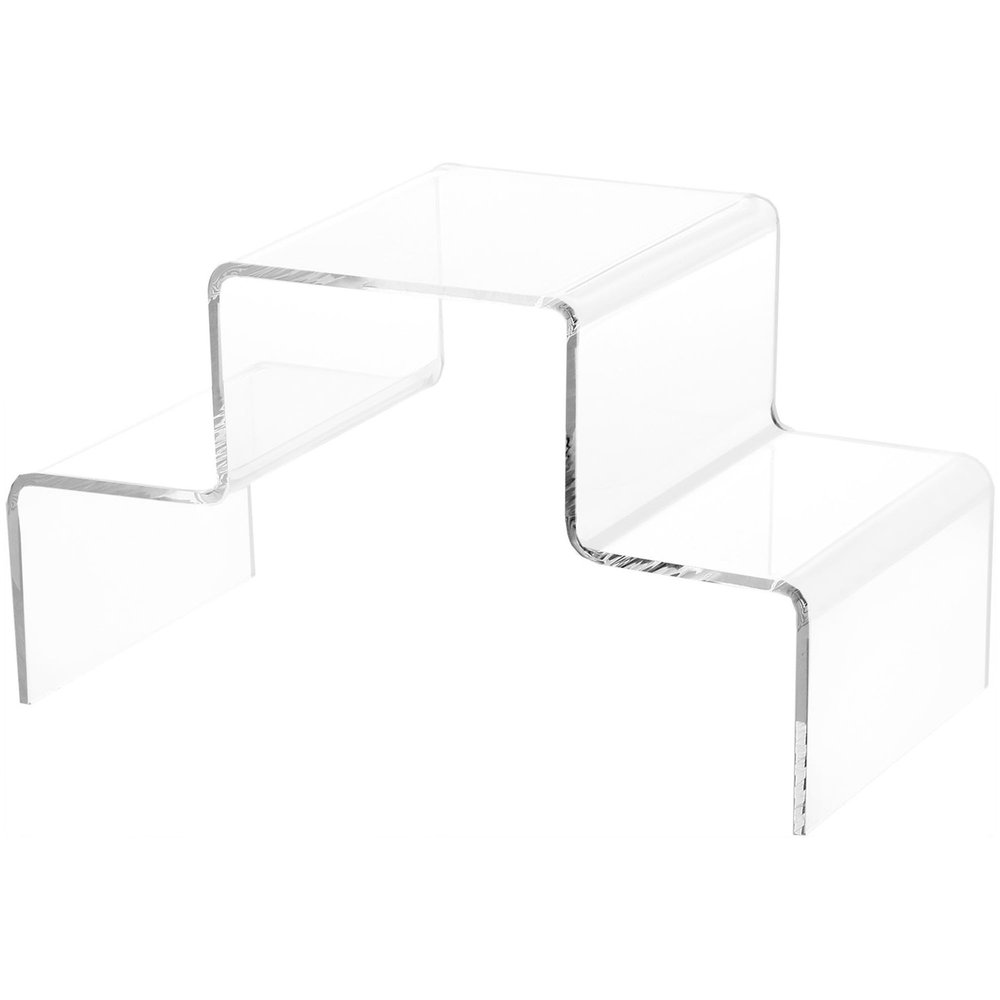 Plymor Clear Acrylic Tiered Display Stairs, 6.25" H x 11.75" W x 6" D (3 Pack)
