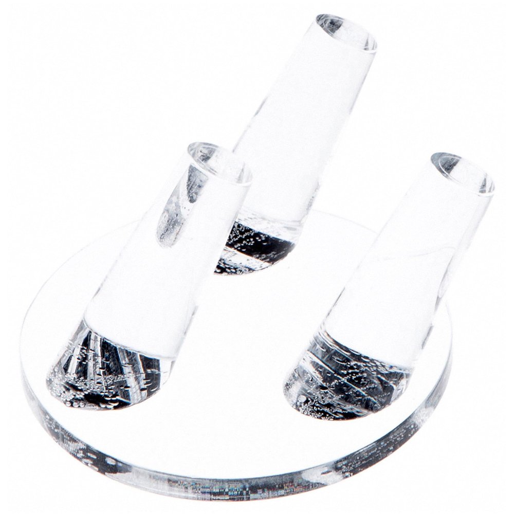 Plymor Clear Acrylic Ring Finger Display, Triple on Round Base, 3" W x 3" D x 1.75" H (6 Pack)