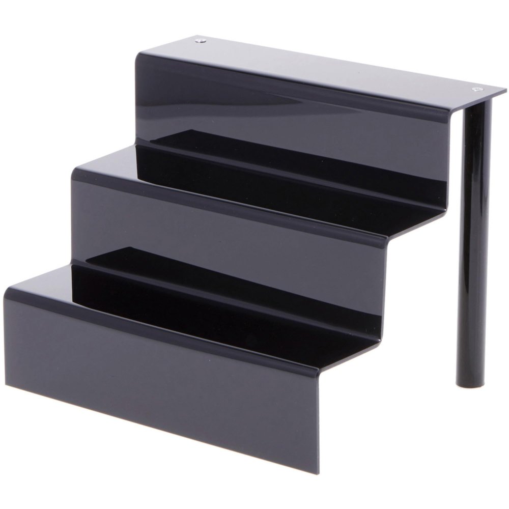 Plymor Black Acrylic 3-Step Display Stairs, 7.75" H x 10" W x 8" D (2 Pack)