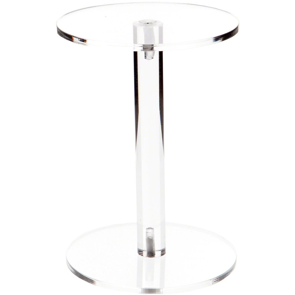 Plymor Clear Acrylic Round Barbell Pedestal Display Riser, 6.375" H x 4.5" D (3/16" thick) (12 Pack)