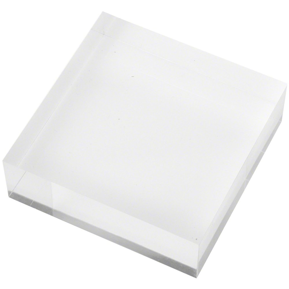 Plymor Clear Polished Acrylic Square Display Block, 1" H x 3" W x 3" D (2 Pack)