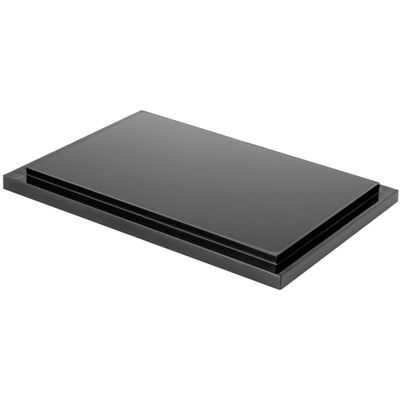 Plymor Black Acrylic Rectangular Display Base, 6.625" W x 4.625" D x 0.4375" H, Pack of 2