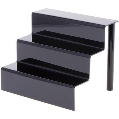 Plymor Black Acrylic 3-Step Display Stairs, 7.75" H x 10" W x 8" D (3 Pack)