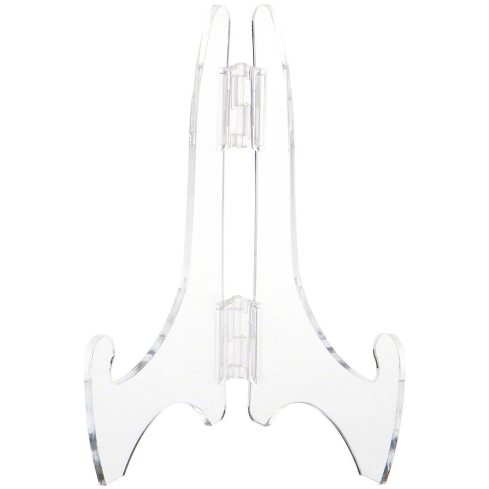 Plymor Clear Acrylic Adjustable Folding Display Easel, 9" H x 6" D (For 14" Plates) (6 Pack)