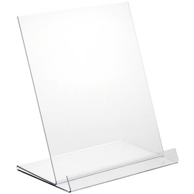 Plymor Clear Acrylic Angled Flat Display Easel with 1" Front Ledge, 11.25" H x 10" W x 6.25" D (6 Pack)