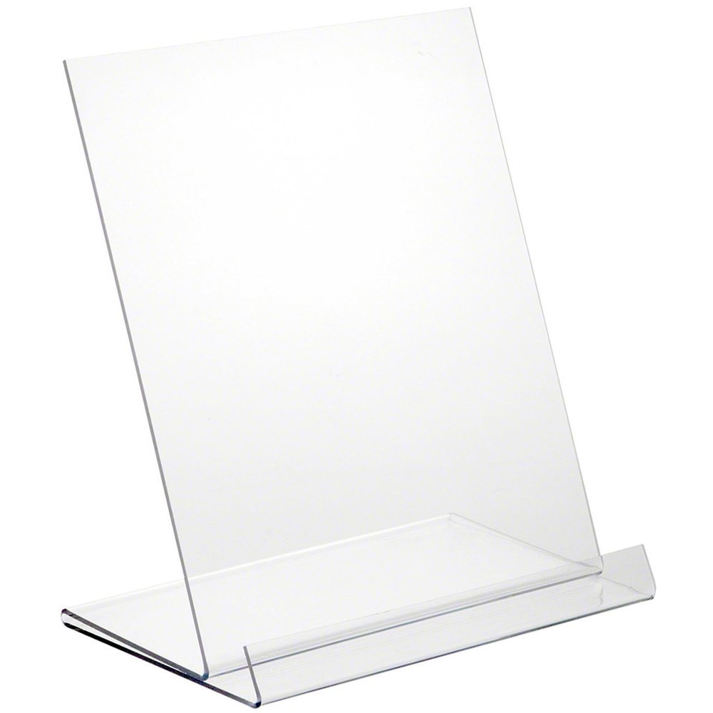 Plymor Clear Acrylic Angled Flat Display Easel with 1" Front Ledge, 11.25" H x 10" W x 6.25" D (6 Pack)