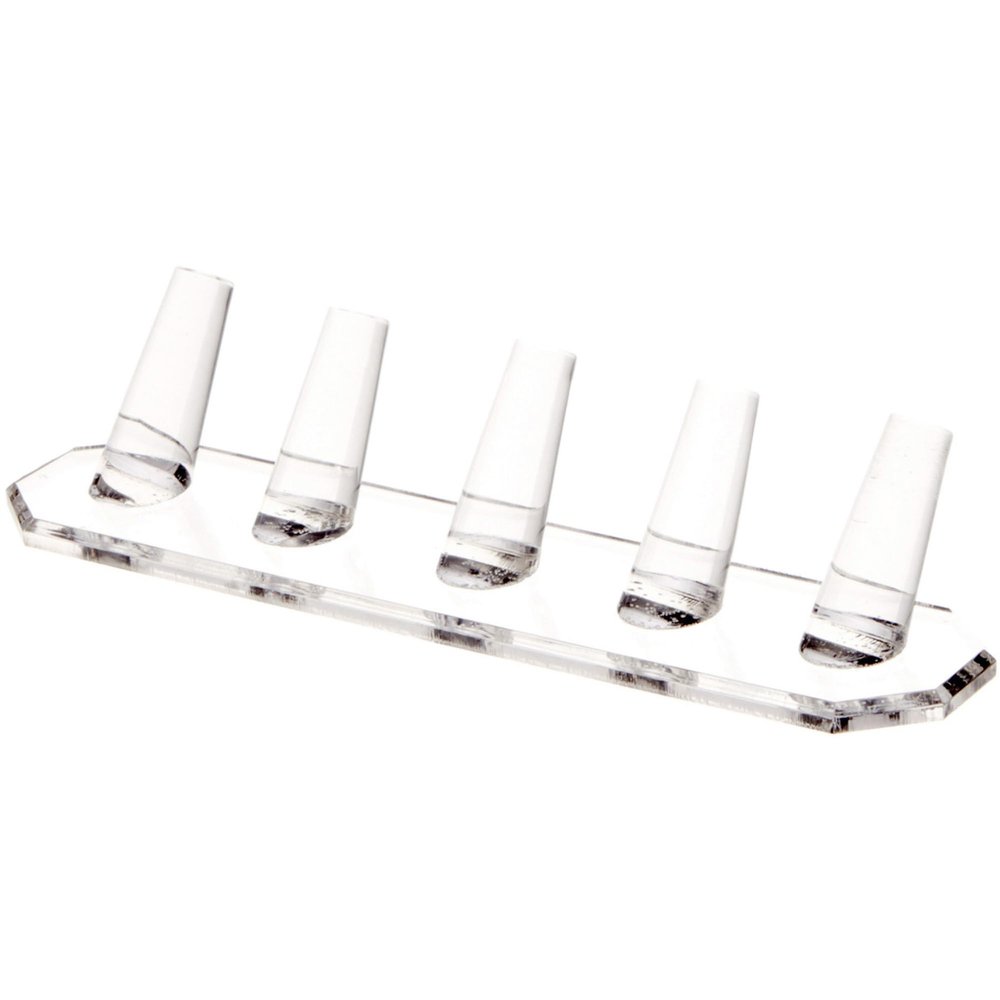 Plymor Clear Acrylic Ring Finger Display, Five, 8.25" W x 2.25" D x 1.75" H (3 Pack)