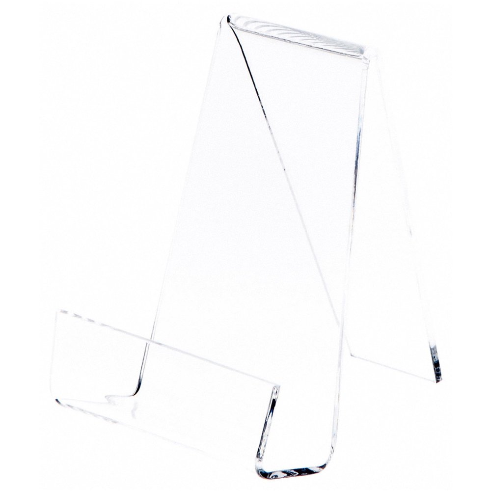 Plymor Clear Acrylic Book Easel with 1.25" Ledge with Lip, 3.625" W x 4.5" D x 4.75" H (3 Pack)