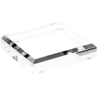 Plymor Clear Acrylic Square Beveled Display Base, 3" W x 3" D x 0.75" H, Pack of 3