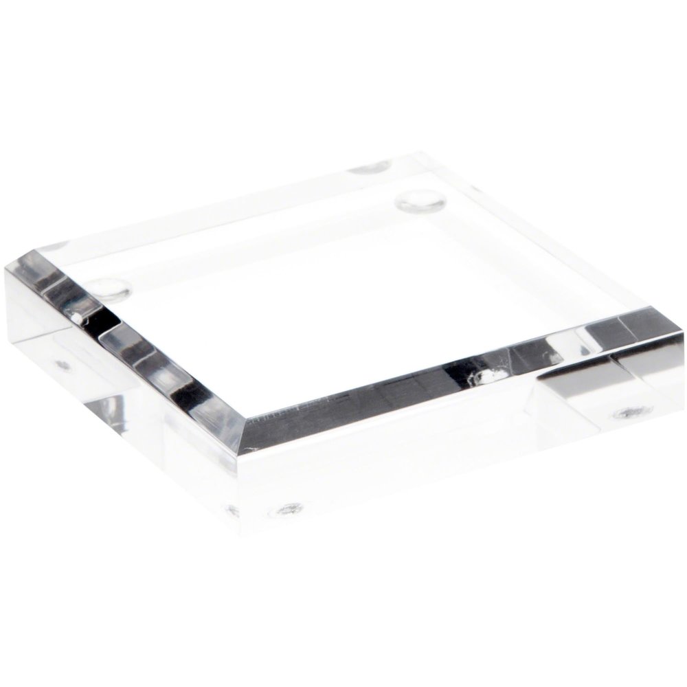 Plymor Clear Acrylic Square Beveled Display Base, 3" W x 3" D x 0.75" H, Pack of 3