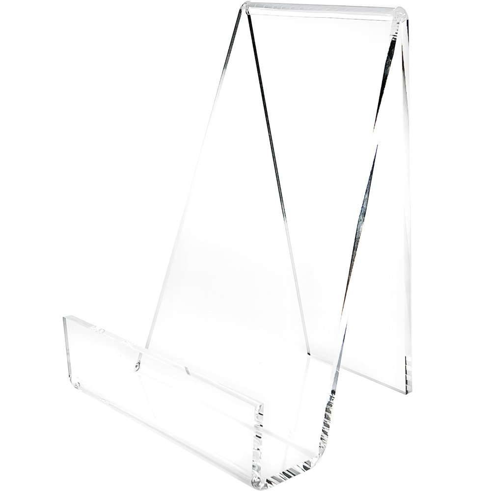 Plymor Clear Acrylic Book Easel with 1.375" Ledge with Lip, 6" W x 5.5" D x 7.25" H (12 Pack)