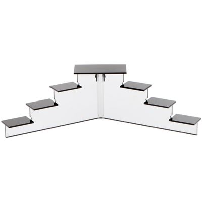 Plymor Black Acrylic (Mirrored) 7-Item Mini Display Stairs, 4.125" H x 14.75" W x 6" D (2 Pack)