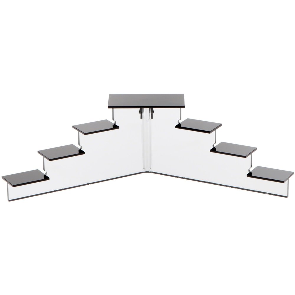 Plymor Black Acrylic (Mirrored) 7-Item Mini Display Stairs, 4.125" H x 14.75" W x 6" D (2 Pack)