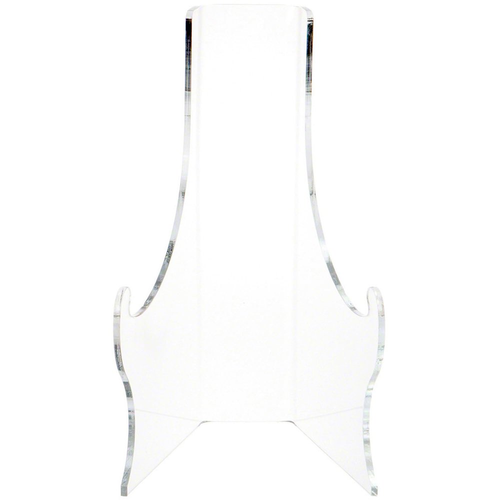 Plymor Clear Acrylic Elevated Flat Back Easel with Deep Support Ledges, 10.5" H x 6.375" W x 6.25" D (6 Pack)