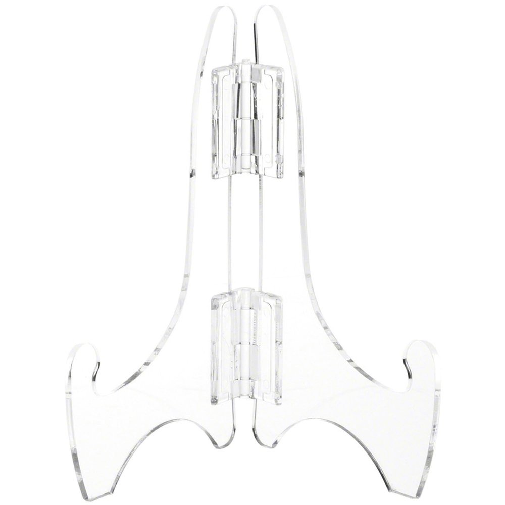 Plymor Clear Acrylic Adjustable Folding Display Easel, 6" H x 4" D (for 9" Plates) (12 Pack)