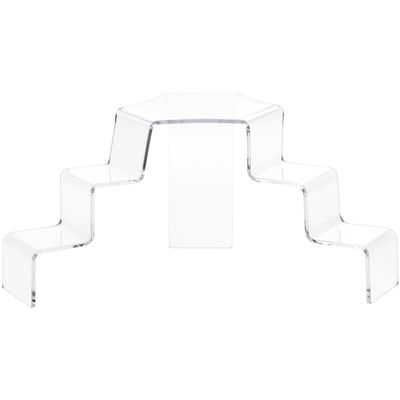 Plymor Clear Acrylic 3-Step, 2-Sided Stair Display Riser 5.25" H x 11.5" W x 6.5" D (3 Pack)
