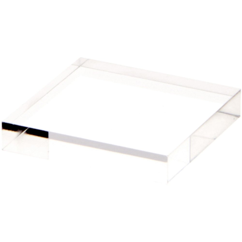 Plymor Clear Square Acrylic Display Base, 2" W x 2" D x 0.375" H, Pack of 2