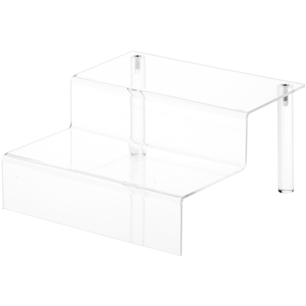 Plymor Clear Acrylic 2-Step Display Stairs, 4.25" H x 8" W x 8.5" D (3 Pack)