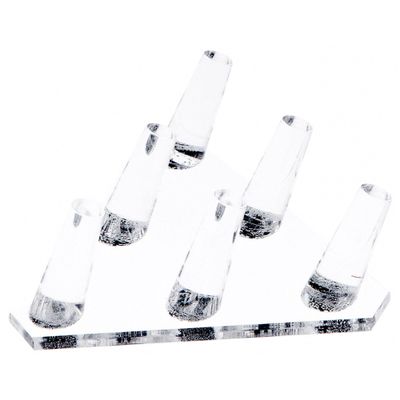 Plymor Clear Acrylic Ring Finger Display, Six, 5.5" W x 5" D x 1.75" H (6 Pack)