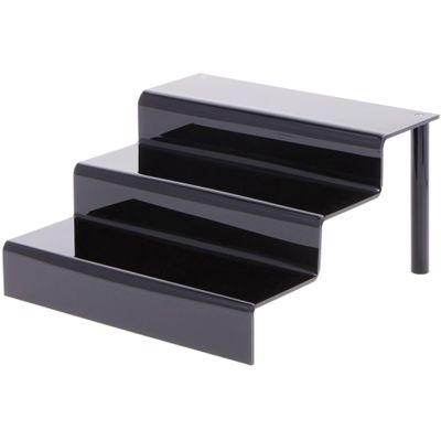 Plymor Black Acrylic 3-Step Display Stairs, 6.375" H x 12" W x 12.625" D (2 Pack)